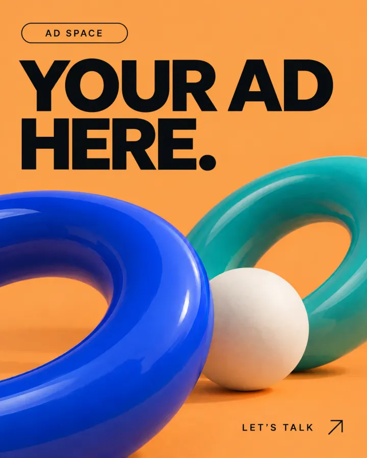 Your ad here. Apricot and blue advertising space.
